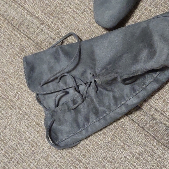 Over the Knee Faux Suede Lace Up the Back Boots - Picture 2 of 7